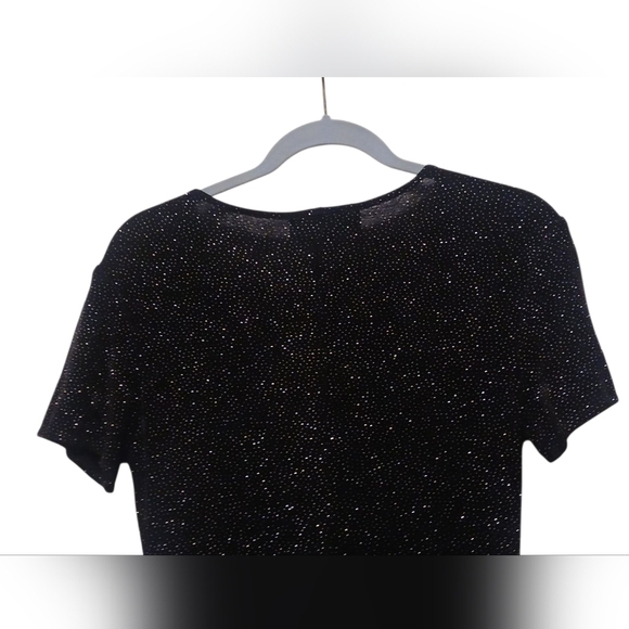 Hampton Nites - Black Mini Dress W/ Sparkles Through Out , Short Sleeve, Size 8 - Picture 9 of 11
